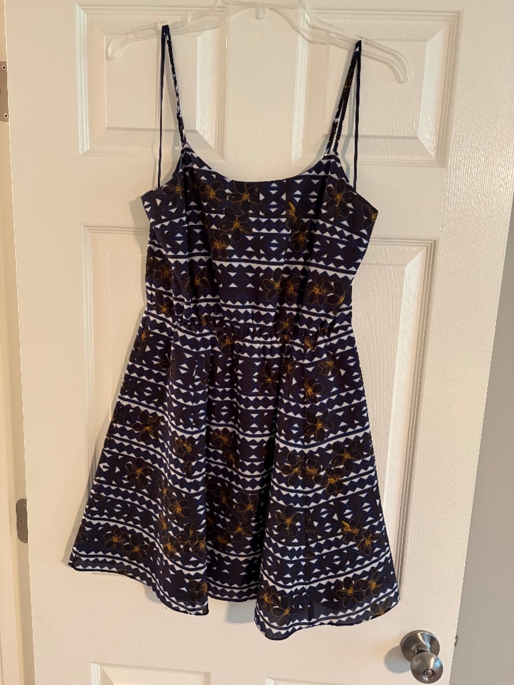 J.Crew Navy Floral Geometric Print Fit & Flare Sundress Size 4